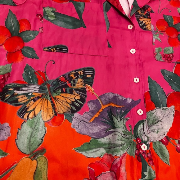 Anthro The Brenna Short-Sleeve Buttondown Shirt butterfly fruit - Picture 4 of 8